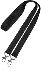 14084111U Double Lany : Preto U Lanyard em poliéster com do...