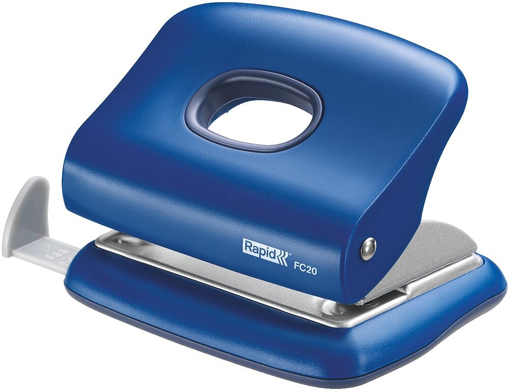 Rapid FC20 Taladro Perforador - Até 20 Folhas - Esvaziamento Fácil - Punções 5,5mm - Cor Azul 23256401