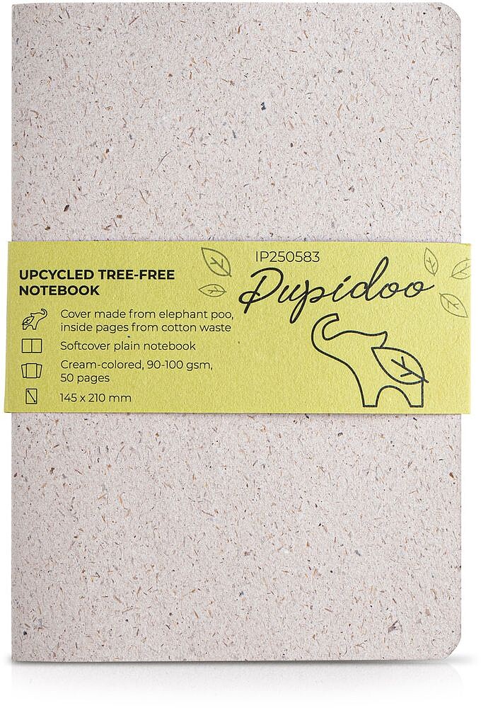 Pupidoo Bloco A5 com capa de matéria orgânica de elefante 250583