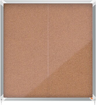 Nobo Vitrina Interior para 12 Folhas A4 com Superfície de Cortiça e Porta Corredoura - 997x972x54mm - Painel de Cortiça, Cristal de Segurança, Moldura de Alumínio - Cor Natural