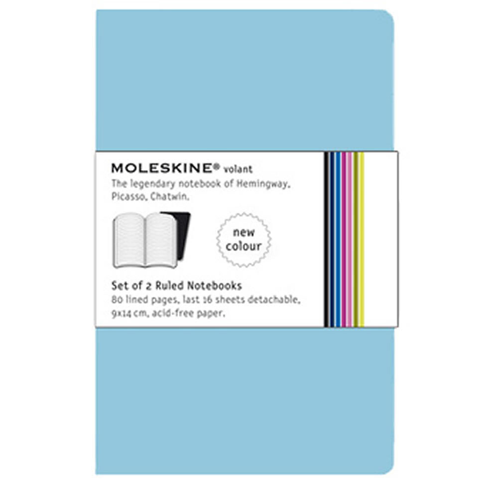 Volant Pautado Moleskine Azul Claro Pack 2 unidades, 96 Folhas, Ultimas 16 Folhas Destacaveis, 13x21cm ALT-MOL62931472