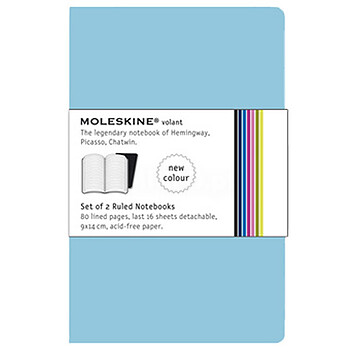 ALT-MOL62931496 : Volant Liso Moleskine Azul Claro Pack 2 unidades, 96 Folhas, Ultimas 16 Folhas Destacaveis, 13x21cm