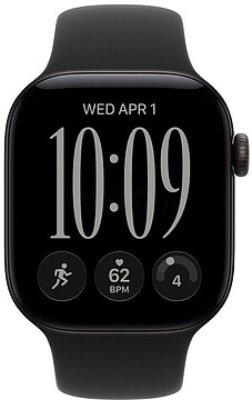 Apple Watch Series 12 (GPS) - 42 mm - alumínio negro - relógio inteligente Com banda de desporto - borracha - preto - tamanho da banda: M/L - 64 GB - Bluetooth, Wi-Fi 4, UWB - 32.2 g MJEC4QL/A