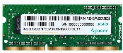 Memoria RAM Apacer DV.04G2K.KAM 4GB/ DDR3L/ 1600MHz/ 1.35V/ SODIMM DV.04G2K.KAM