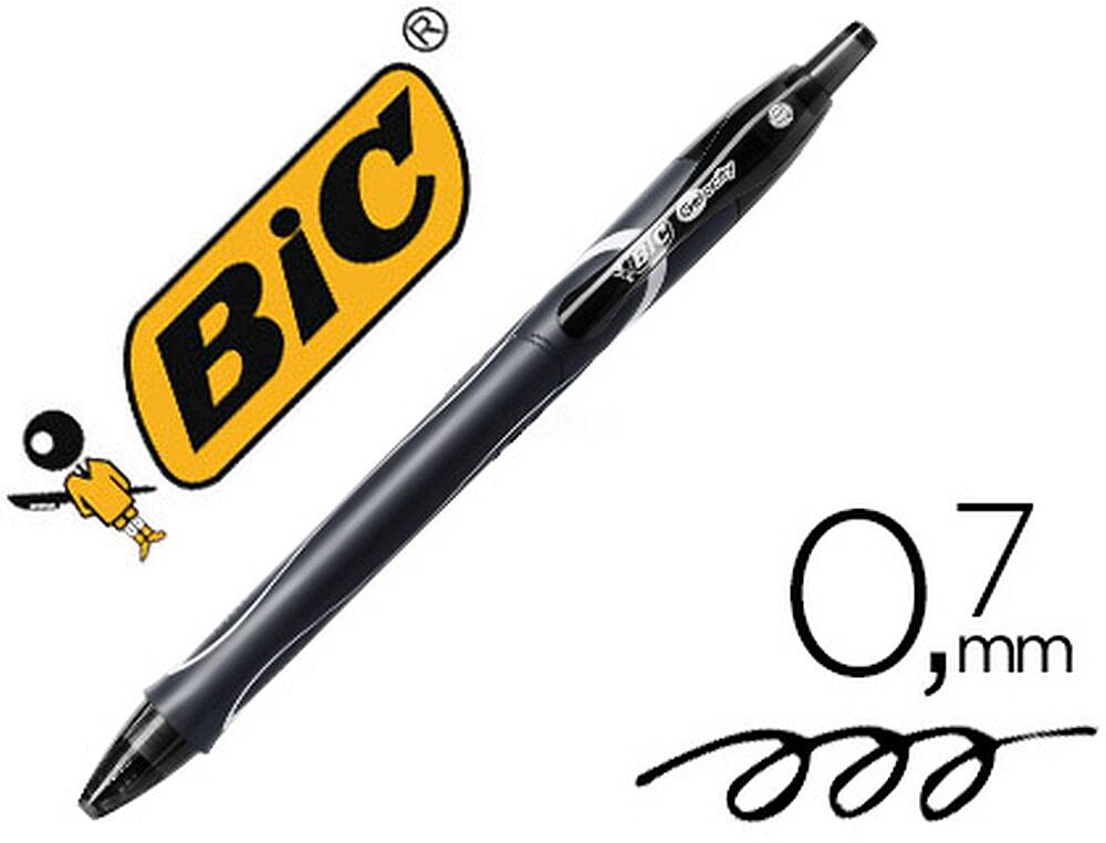 Bic Gel-Ocity Caneta de Gel Secagem Rápida Retrátil - Ponta Média de 0,7 mm - Tinta de Gel - Anti-Manchas - Secagem Ultra Rápida - Preta 949873