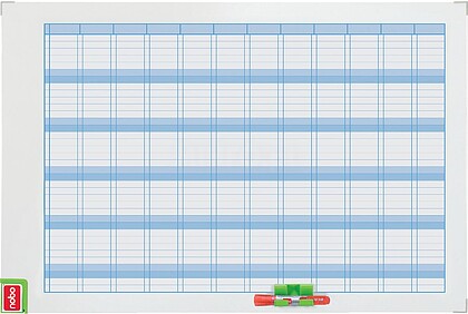 3048001 Plano Anual de Desempenho Nobo, Planificador de Pizarra Magnética 720x50x1030mm - Inclui Kit de Planeamento com Ímãs