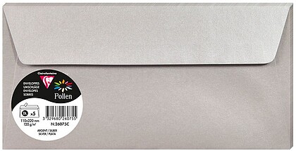 Sobre Clairefontaine Pollen 110x220 cm 120g prata pack de 5 unidades 26075C