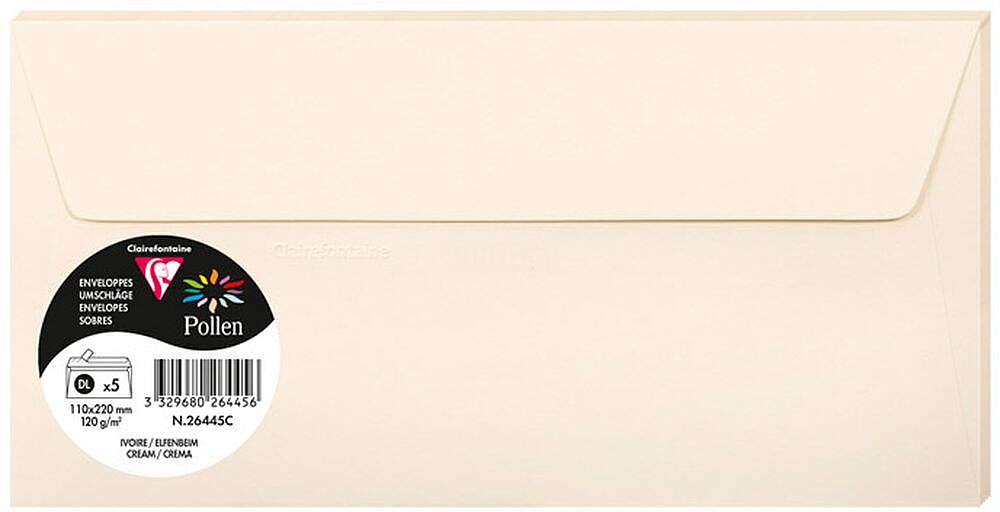 Sobre clairefontaine pollen 110x220 cm 120g marfil pack de 5 unidades 26445C