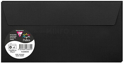 26835C : Sobre clairefontaine pollen 110x220 mm negro pack de 5 unidades