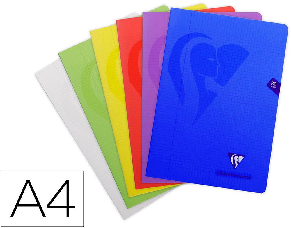 Libreta clairefontaine din a4 48 hojas polipropileno cuadro 4 mm colores surtidos 303164C