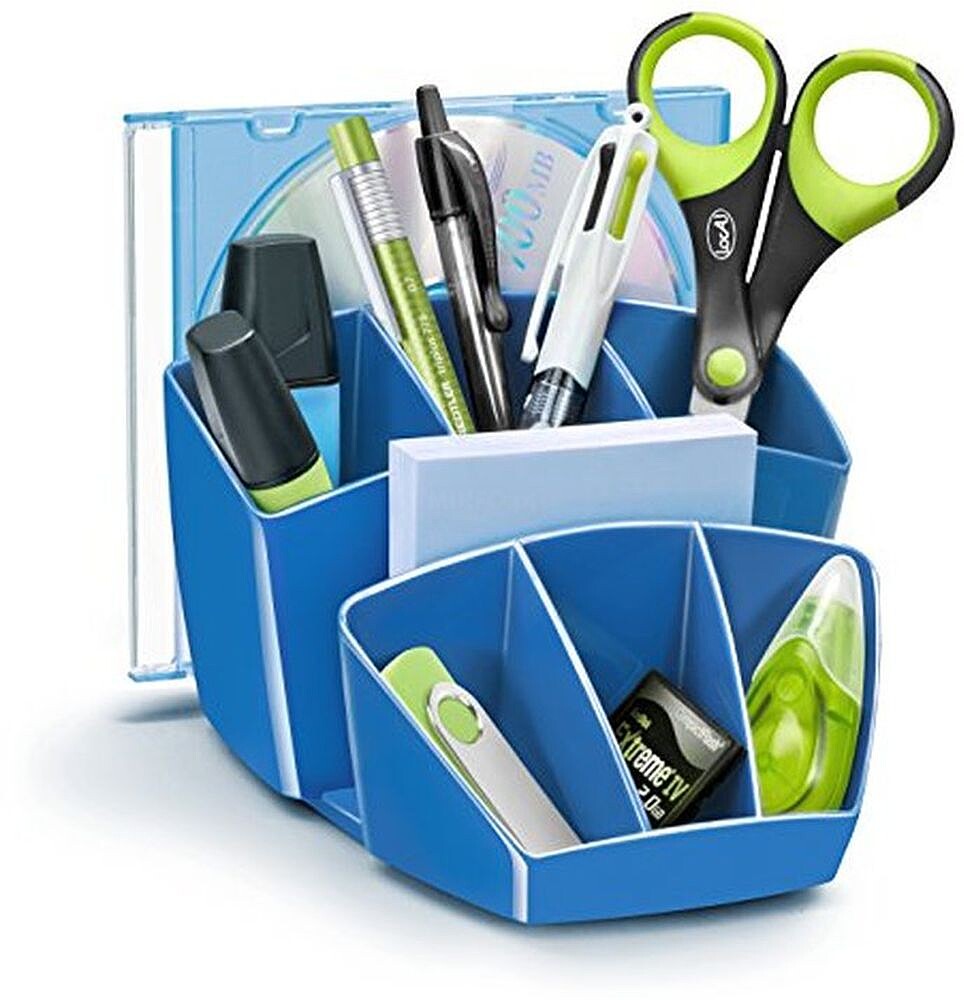 Organizador de secretaria cep 8 compartimentos plastico azul 143x158x93 mm 1005800351