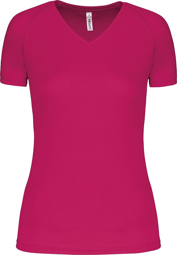 T-shirt de desporto de senhora com decote V de manga curta PA477