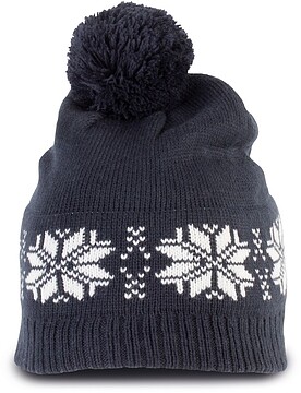 Gorro de Natal tricotado com padrão de estrelas KP540