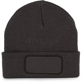 KP895 Gorro com patch tam: One Size cor: Dark Grey : K-up