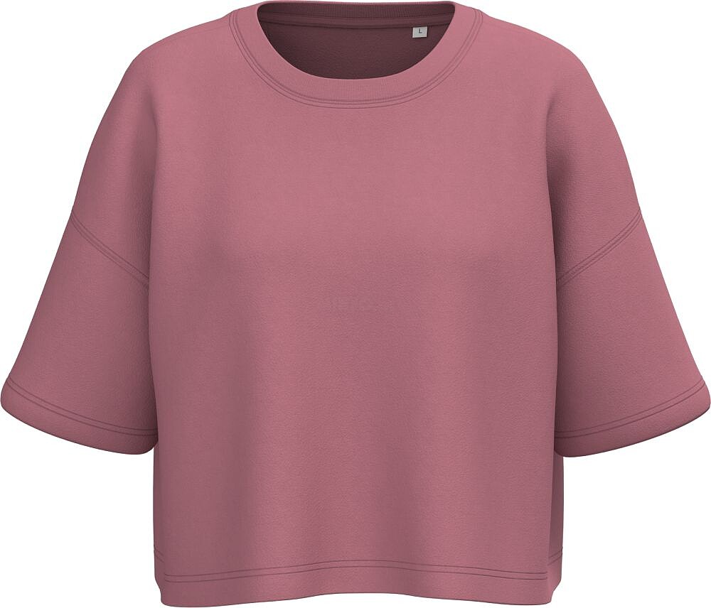 Sweatshirt «crop» de manga curta com decote redondo de senhora PA394