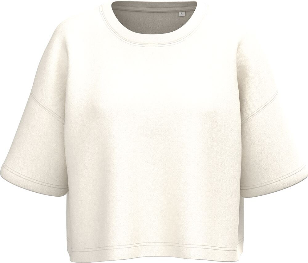 Sweatshirt «crop» de manga curta com decote redondo de senhora PA394