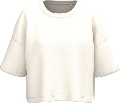 Sweatshirt «crop» de manga curta com decote redondo de senhora PA394