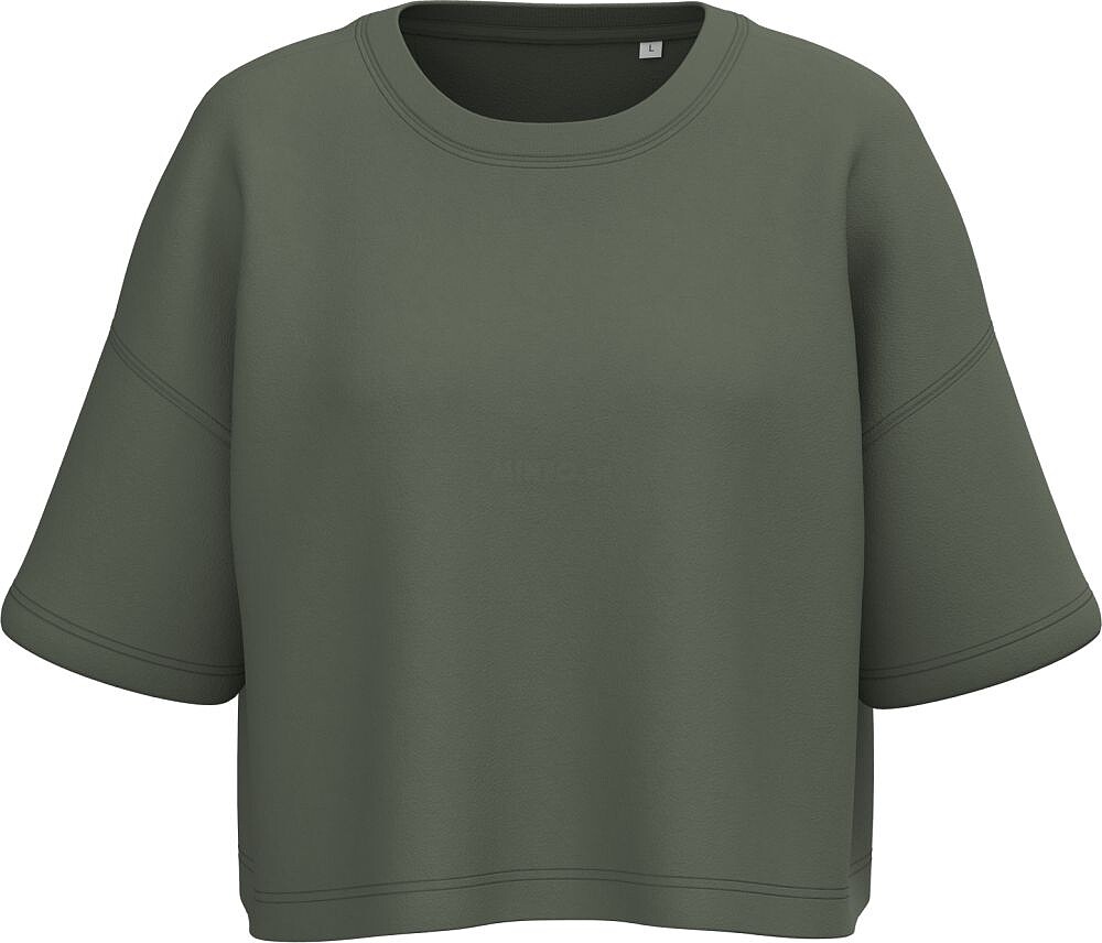 Sweatshirt «crop» de manga curta com decote redondo de senhora PA394