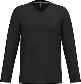 K358C T-shirt manga comprida e decote V tam: 4XL cor: Black ...