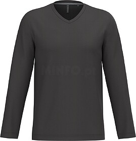 K358C T-shirt manga comprida e decote V tam: S cor: Dark Gre...