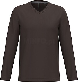 K358C T-shirt manga comprida e decote V tam: S cor: Chocolat...