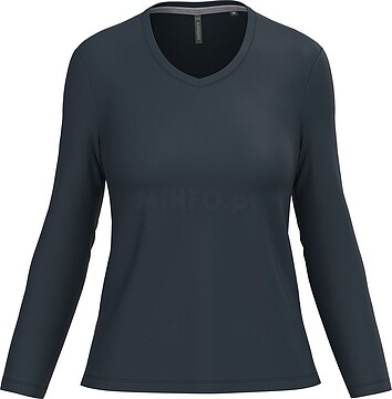 T-shirt de manga comprida decote V senhora K382