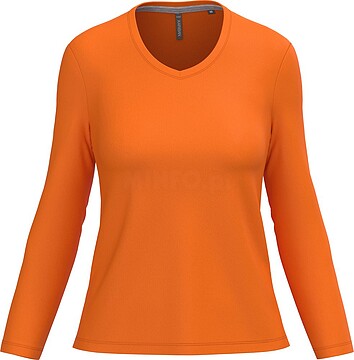 T-shirt de manga comprida decote V senhora K382