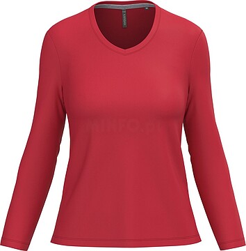T-shirt de manga comprida decote V senhora K382