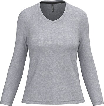 T-shirt de manga comprida decote V senhora K382
