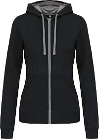 K467 Casaco sweatshirt de senhora com capuz em contraste tam...