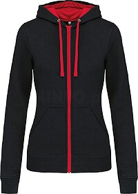 K467 Casaco sweatshirt de senhora com capuz em contraste tam...