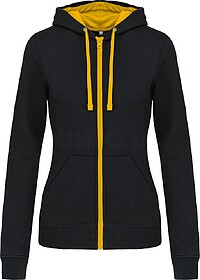 K467 Casaco sweatshirt de senhora com capuz em contraste tam...