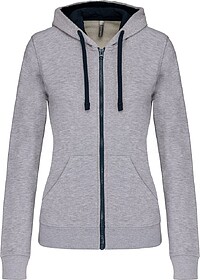 K467 Casaco sweatshirt de senhora com capuz em contraste tam...
