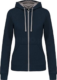 K467 Casaco sweatshirt de senhora com capuz em contraste tam...