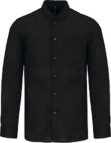 K515C Camisa de homem com gola à padre de manga comprida ta...