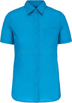 Camisa popeline poliéster/ algodão manga curta de tratamento fácil de senhora K548