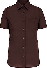 K548C Camisa popeline poliéster/ algodão manga curta de tr...
