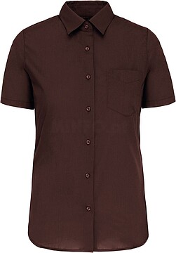 Camisa popeline poliéster/ algodão manga curta de tratamento fácil de senhora K548