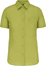 K548C Camisa popeline poliéster/ algodão manga curta de tr...