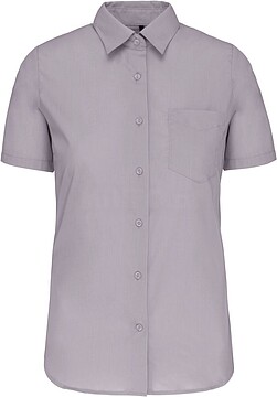 Camisa popeline poliéster/ algodão manga curta de tratamento fácil de senhora K548
