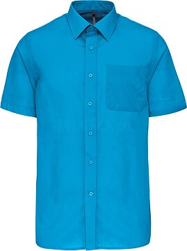 Camisa popeline poliéster/ algodão manga curta de tratamento fácil de homem K551