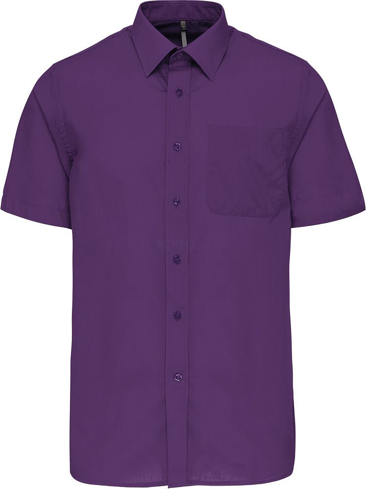 Camisa popeline poliéster/ algodão manga curta de tratamento fácil de homem K551