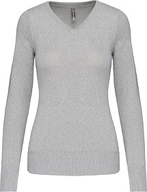 K966 Pullover de senhora decote V tam: XS cor: Grey Melange ...