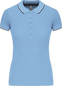 K251 Polo de senhora manga curta tam: L cor: Sky Blue/ Navy/...