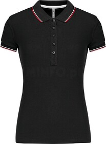 K251 Polo de senhora manga curta tam: XL cor: Black/ Red/ Wh...