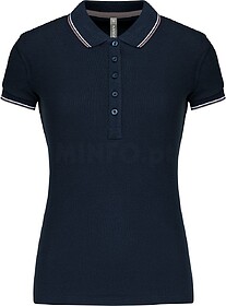 K251 Polo de senhora manga curta tam: L cor: Navy/ Light Gre...