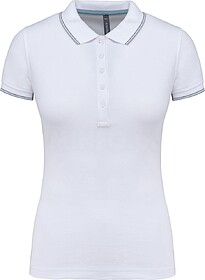 K251 Polo de senhora manga curta tam: S cor: White/ Sky Blue...