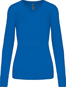 K966 Pullover de senhora decote V tam: L cor: Light Royal Bl...