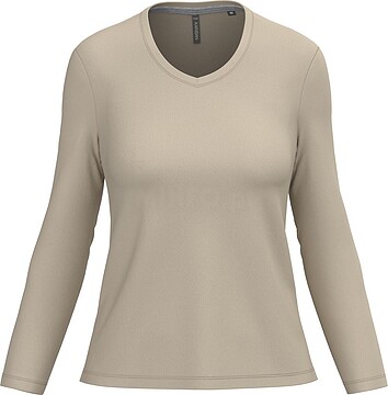 T-shirt de manga comprida decote V senhora K382