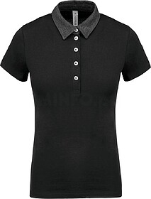 K261 Polo de senhora jersey bicolor tam: XL cor: Black/ Dark...